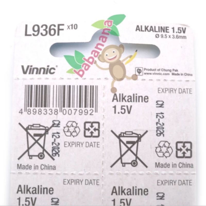 Baterai Vinnic L936F AG9 battery kancing button remote jam