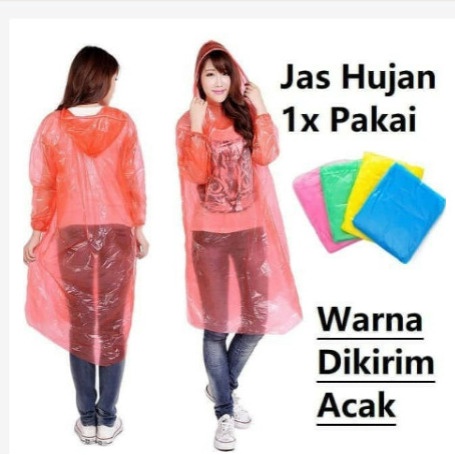 Jas Hujan Plastik Transparan Rain Coat Jas Hujan Darurat Transparan Termurah Colorfull Disposable New Rain Coat Serbaguna