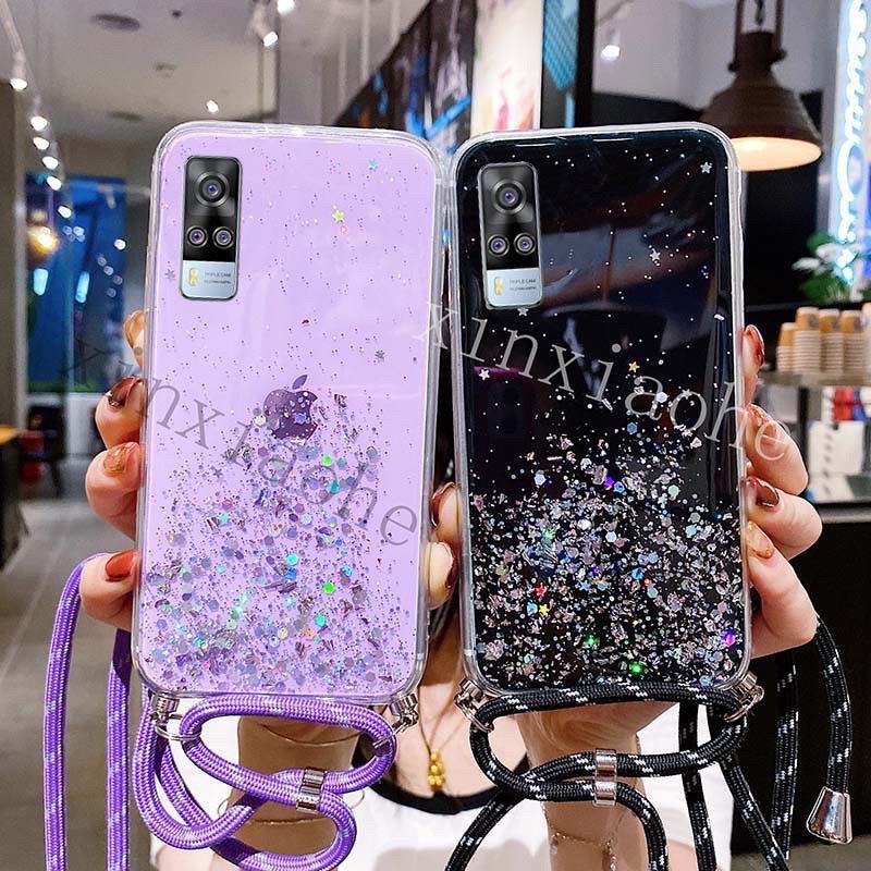 Case Tali Nagita Vivo Y20 Y20S Y20i Y12S Y51 Y51A Y53S Y01 Y21 Y21S Y21T Y21A Y33T Lanyard Glitter Gantungan