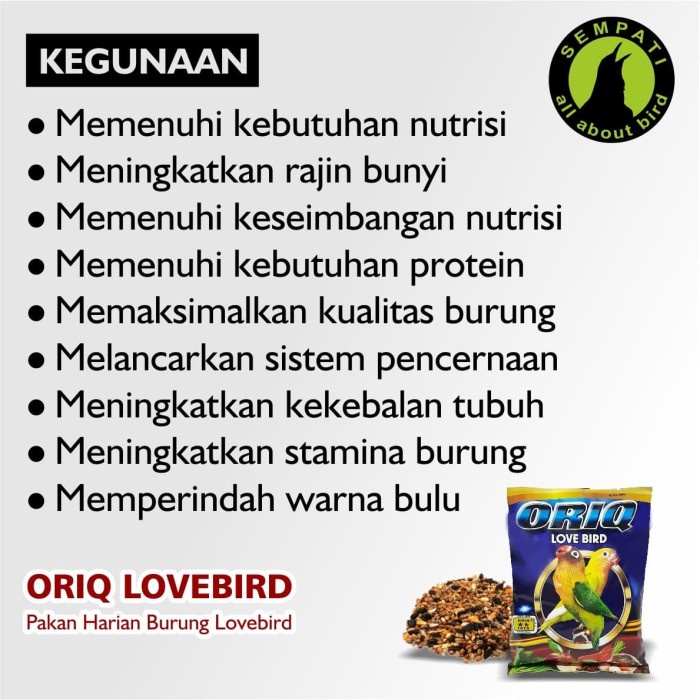 

MINUM-SIAP-DRINK-TO-READY- PAKAN BURUNG LOVEBIRD HARIAN KEMASAN PLASTIK ORIQ JAYA -READY-TO-DRINK-