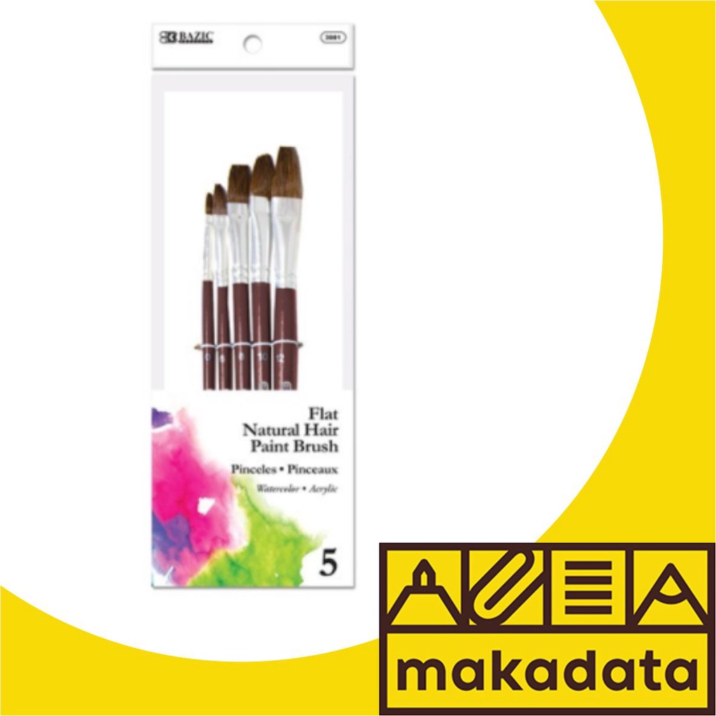 

KUAS / KUAS LUKIS FLAT BAZIC NATURAL HAIR PAINT BRUSH 3981 (1 SET ) MURAH