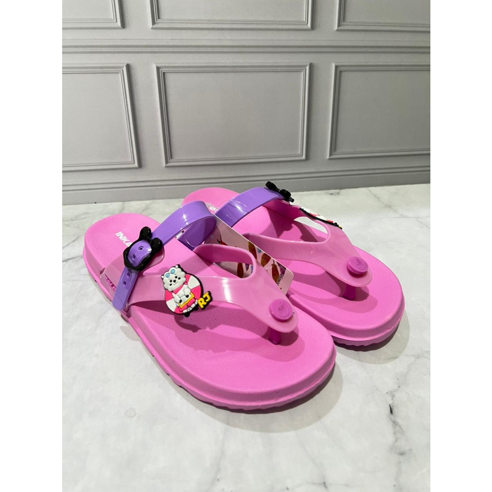 YK3016-1 Sandal Jepit Anak Perempuan / Cewek Tanggung Motif BT21 Merek Inkayni Size 30-35