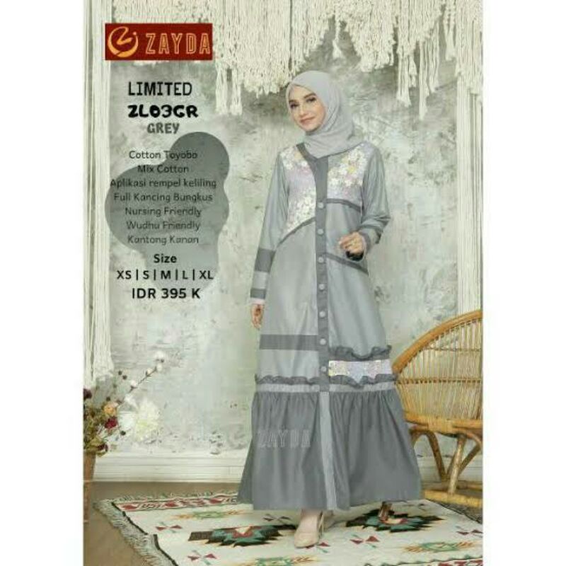 BAJU GAMIS ZAYDA ZL03GR TERBARU PROMO GAMIS BRANDED ZAYDA MOTIF TRENDY TERLARIA GAMIS BUSUI DEWASA P