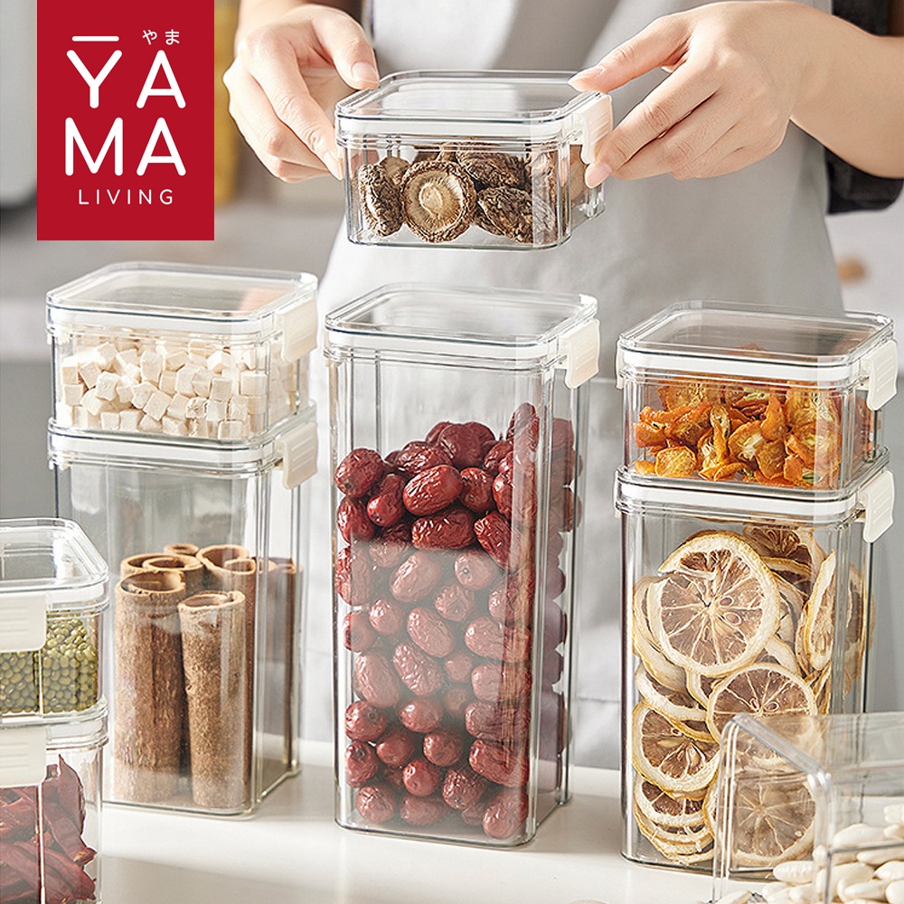 YAMA SUIKA Food Storage Jar Kotak Toples Kedap Udara Penyimpanan Makanan Serbaguna Putih