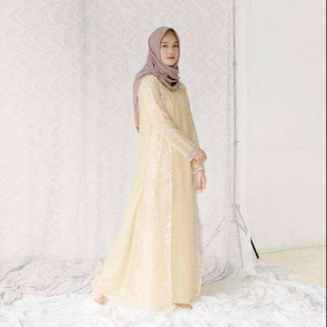 Lana dress kuning gading uk L by vanilla hijab