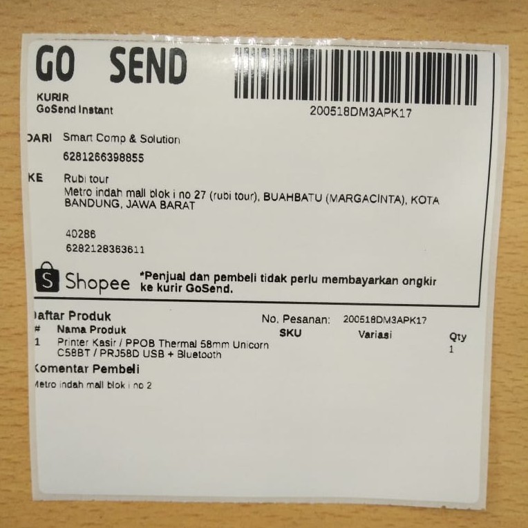 Label Stiker Barcode Semicoated Uk 100x100mm - 4&quot;x4&quot; @500pcs Resi Market Place