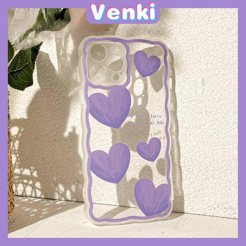 iPhone Case Silicone Soft Case Clear Case Wave Airbag Shockproof Camera Cover Protection Purple Heart Compatible For iPhone 11 iPhone 13 Pro Max iPhone 12 Pro Max iPhone 7 Plus xr