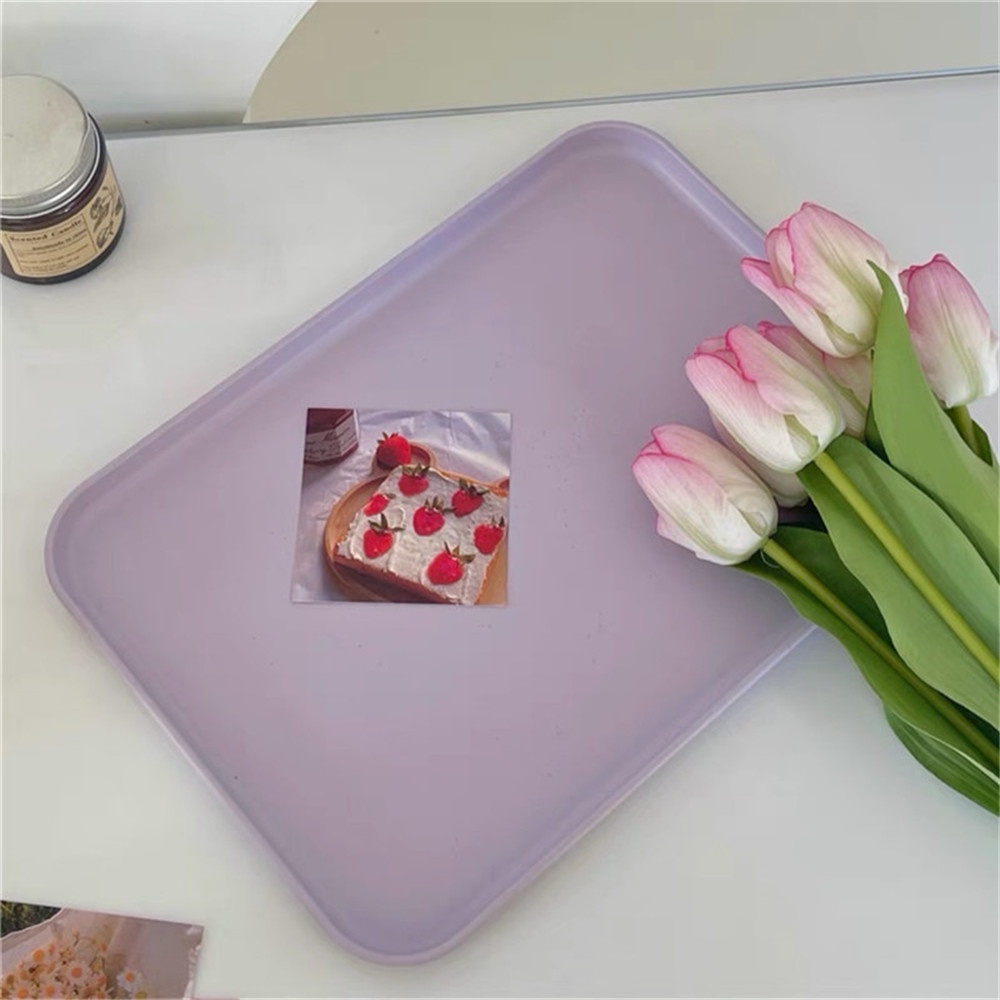 1pc Piring Plastik Wheat Straw Warna Permen Ukuran 31cm X 22.5cm