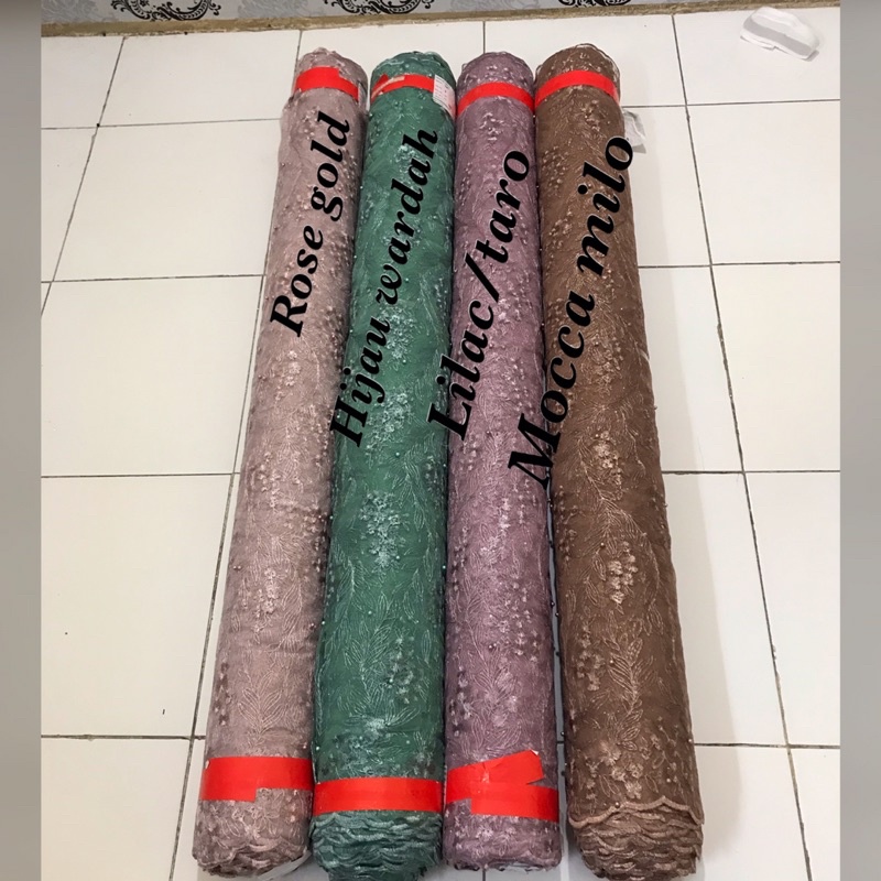 MURAH!! Kain bahan tille akar mutiara / bahan kebaya Brukat Tulle(KEMUKUS).