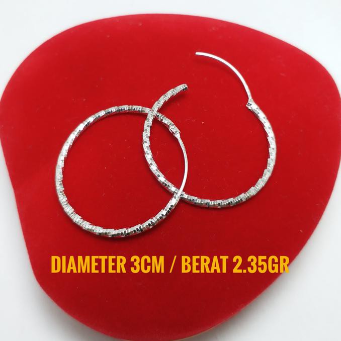 Order-Kirim Anting Bulat Perak 925 Lapis Emas Putih/Anting Anting Silver 925/Gipsy