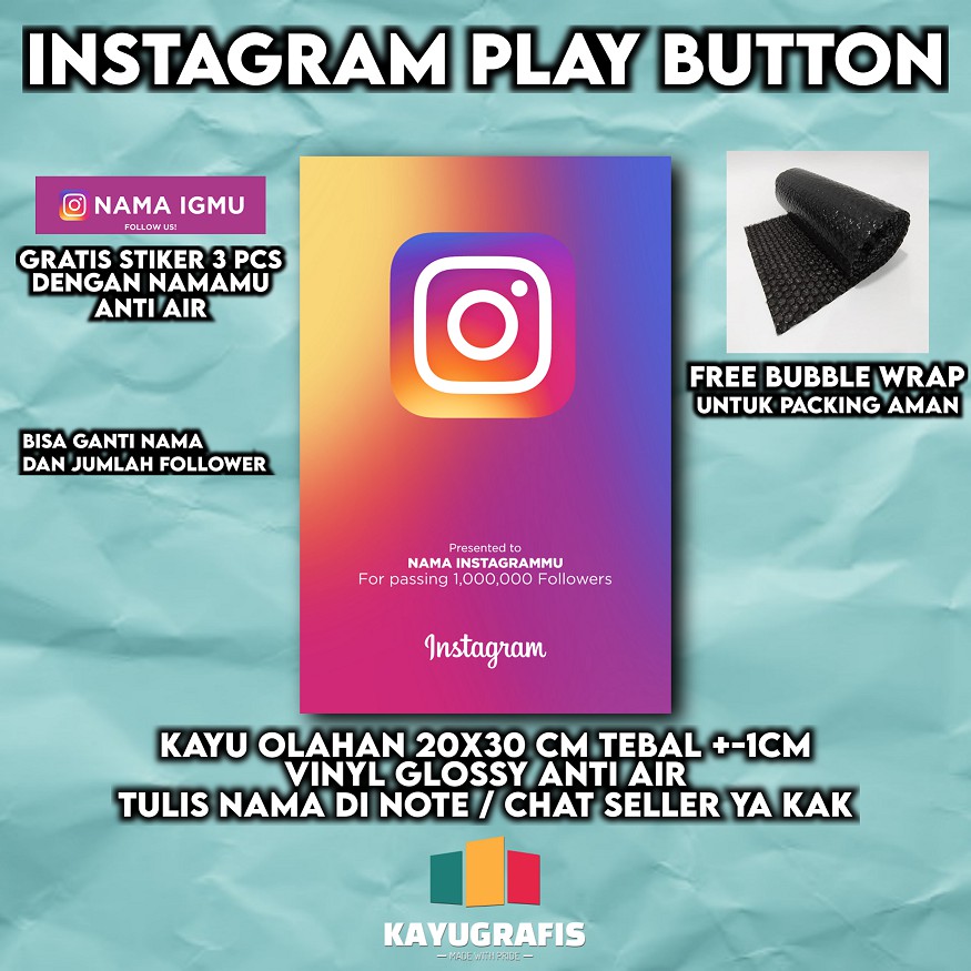 INSTAGRAM PLAY BUTTON HIASAN DINDING BISA GANTI NAMA DAN JUMLAH FOLLOWERS