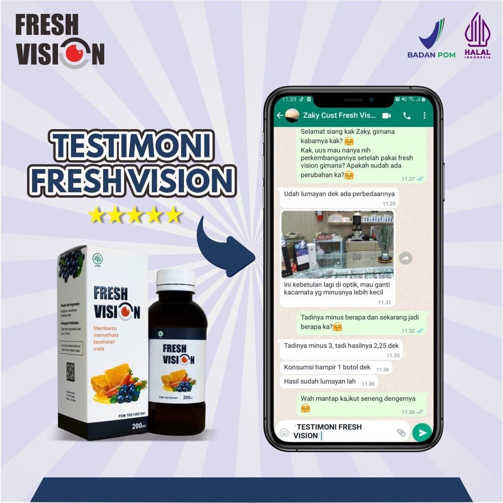 FRESH VISION Obat Mata Herbal / Suplemen Mata Madu FRESH VISION Untuk Mata Merah Lelah Kering Iritasi Gatal Buram Mata Minus / Nutrisi Mata Cegah Katarak Glaukoma 200ml