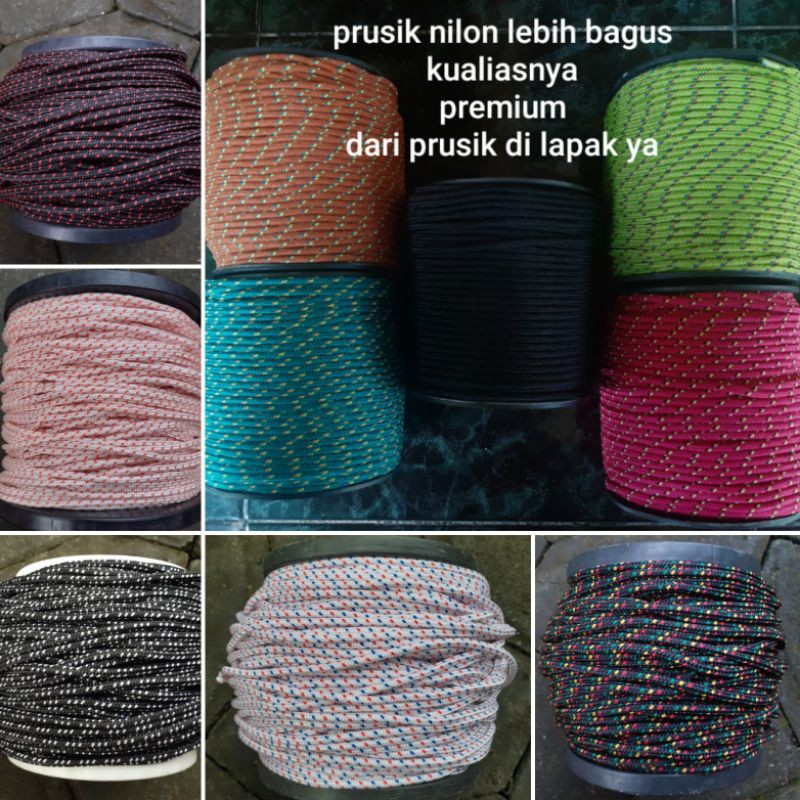 Tali Prusik Nilon Polyester 3mm 4mm 5mm gelang prusik 5 mm 3 mm 4 mm tali tenda fly sheet flysheet