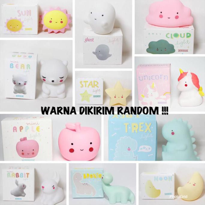 Lampu lucu lampu tidur anak LED karakter awan bintang bulan unicorn