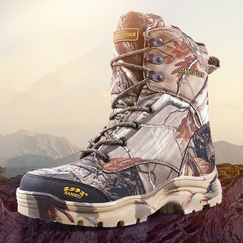 Sepatu basket laki-laki Camo Boots Waterproof men outdoor Tactical jungle desert hiking waterproof