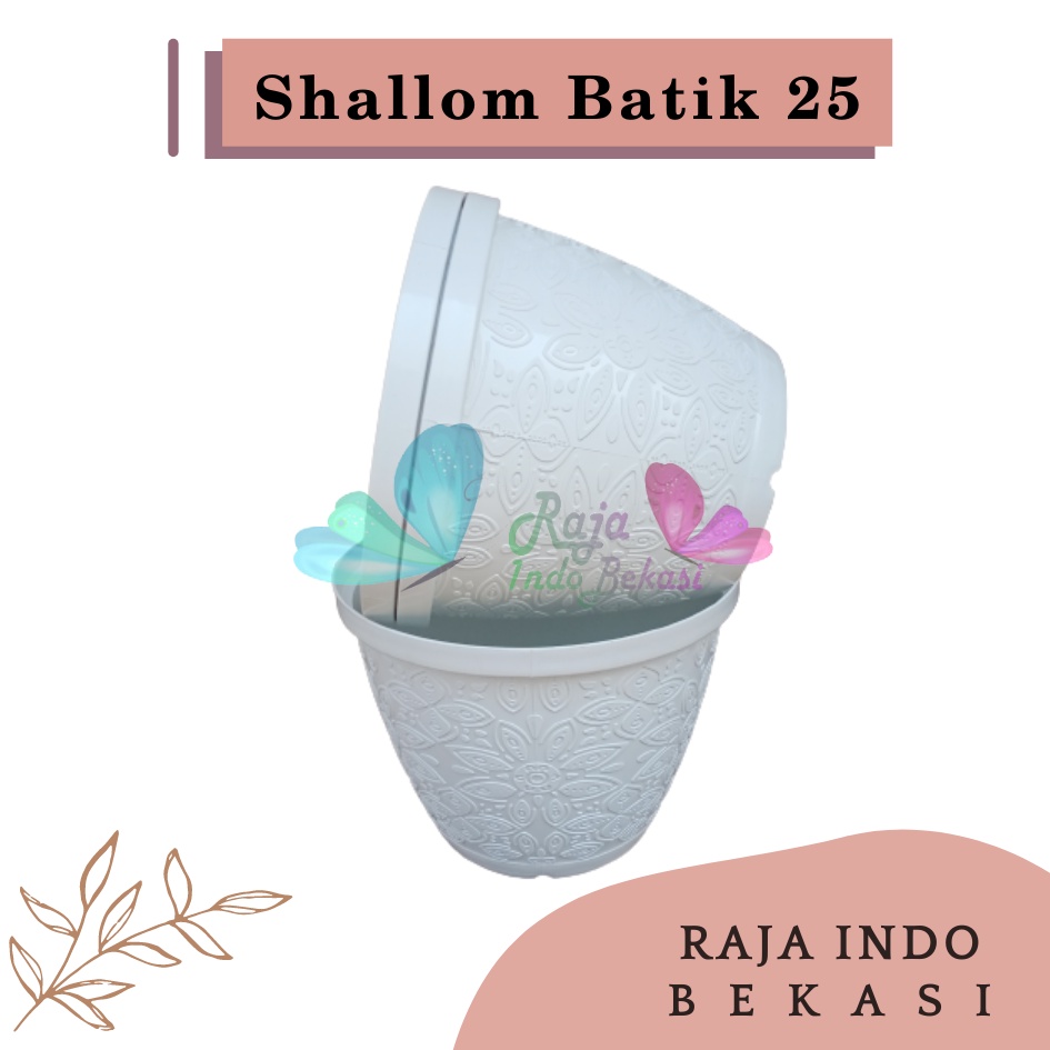 Rajaindobekasi Pot Shallom Batik 25 Putih Pot Bunga Motif Batik Timbul Pot Bunga Besar Murah Tebal Bagus Bukan Pot Shallom Glory Glori 30 35 40