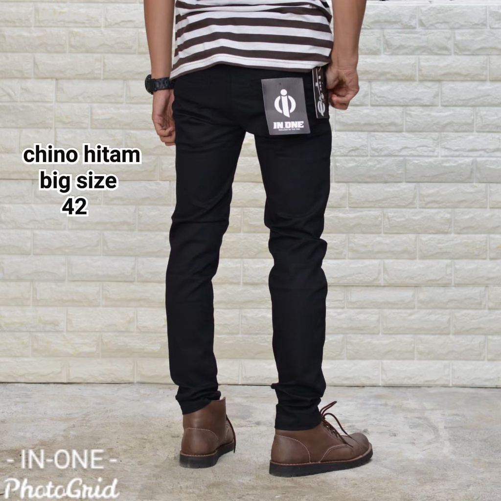 CHINO IN ONE BIG SIZE ORIGINAL Celana Chino Panjang Pria jumbo warna Hitam Seri Art INCB611