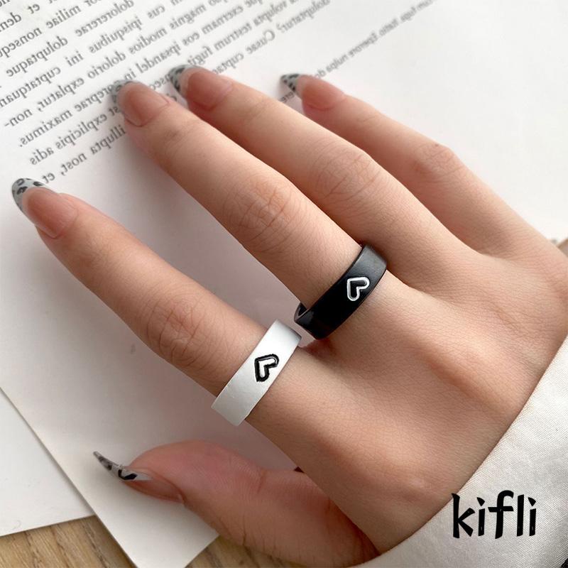 2PCS / Set Cincin Desain Hati,Gaya Simple Kreatif,Untuk Wanita