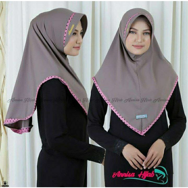 Termurah - Jilbab Instan Bergo Adella Jilbab Polkadot //Jilbab Bergo Tali Hijab Instan Jersey Murah