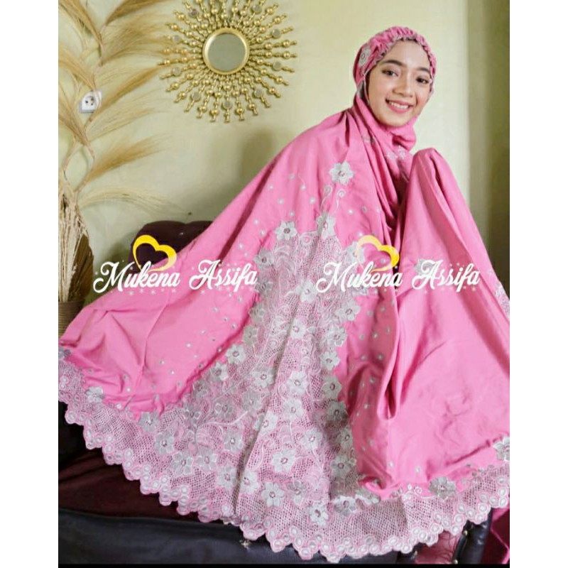 MUKENA PINK BORDIR PADANG MUKENA DEWASA BORDIR PUNGGUNG