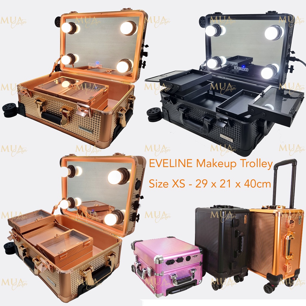 Beauty Case / Troli Makeup / Koper Rias Kaca Lampu EVELINE XS