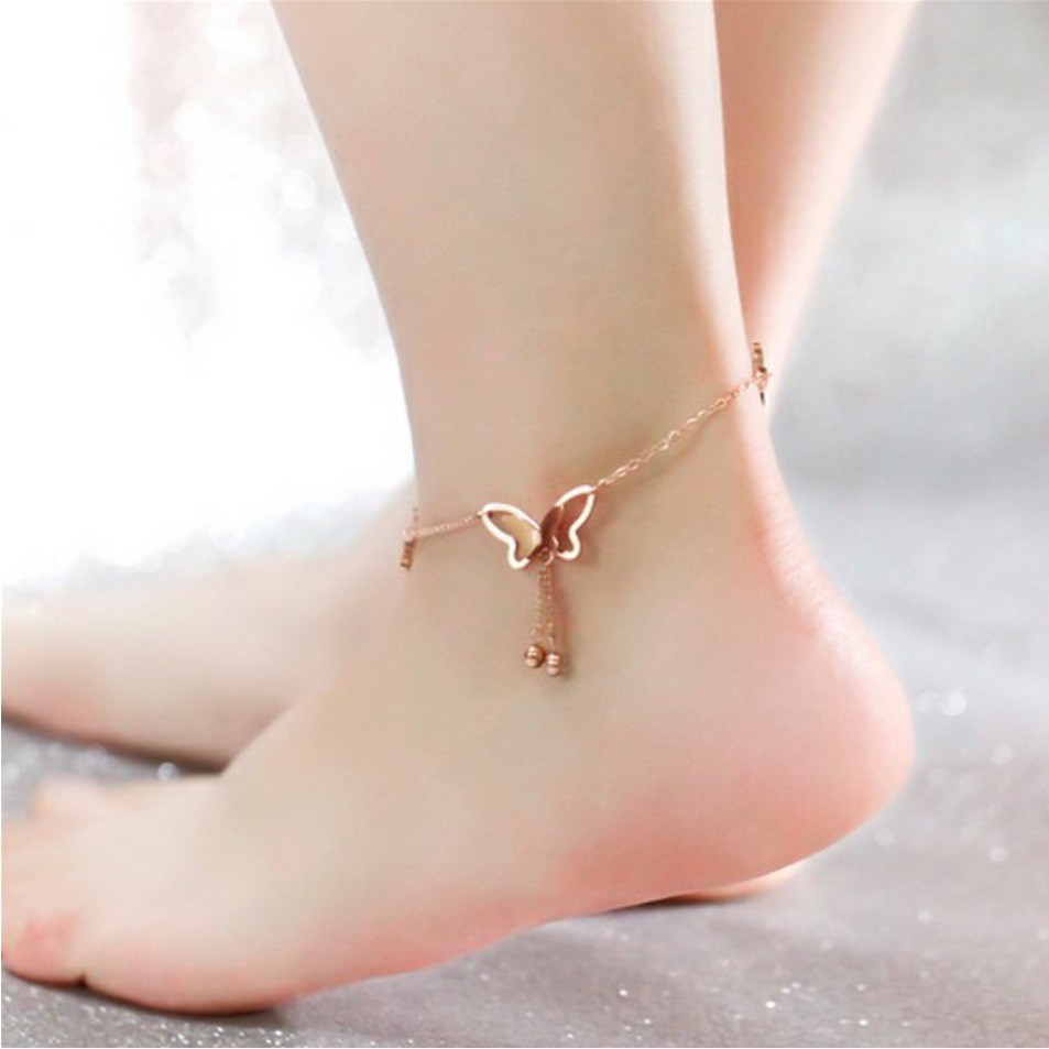 Kalung Gelang Kaki Wanita Korea Fashion Aksesoris Perhiasan CeweK Women Anklet Butterfly Import kupu