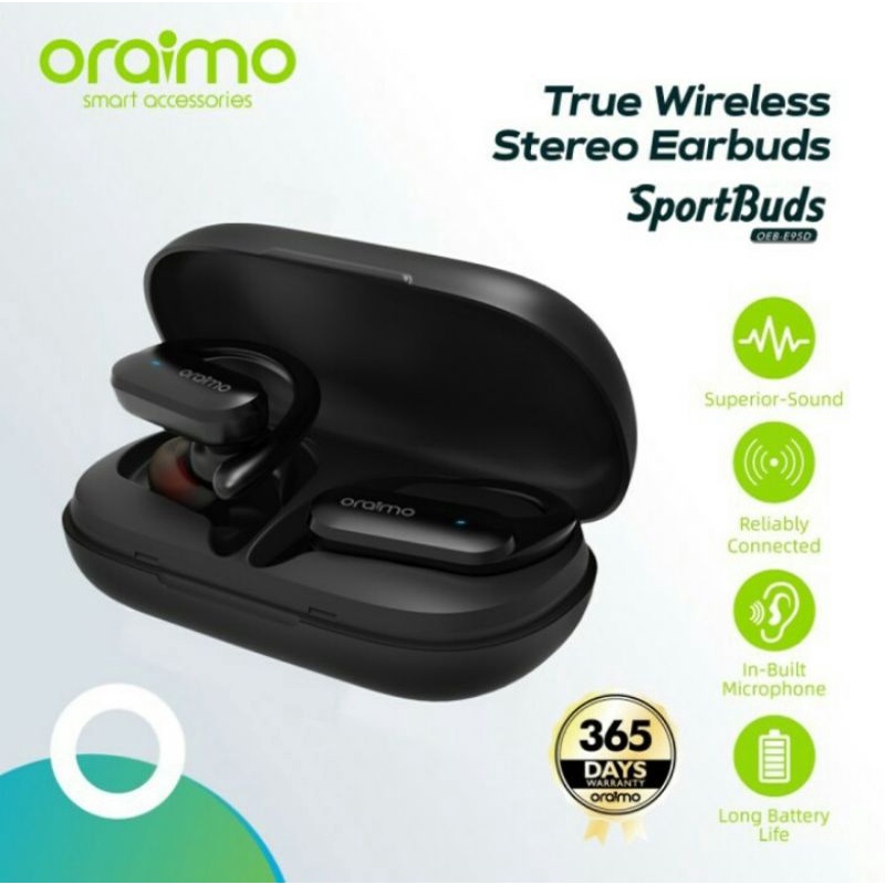 Oraimo OEB-E95D TWS Sport Earbuds Handsfree Bluetooth Headset v5.0 Wireless Earphone Touch Control O