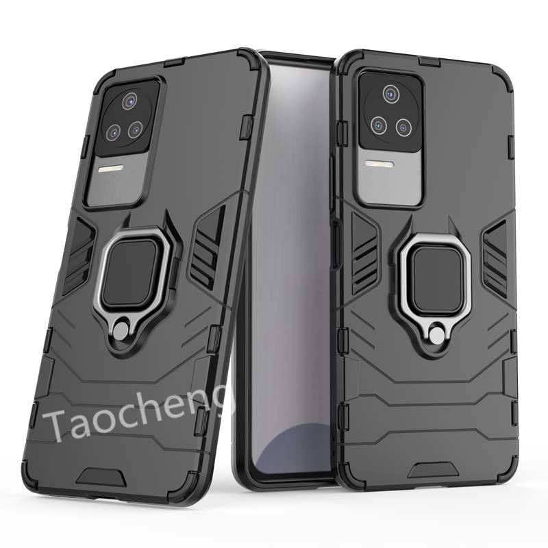 Xiaomi Poco F4 / F4 GT Case Armor Stand Ring Casing Shockproof Hard Casing Thunder Cover