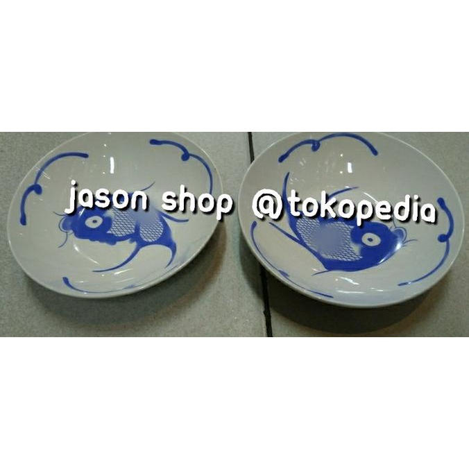Piring makan keramik motif ikan/Piring makan keramik