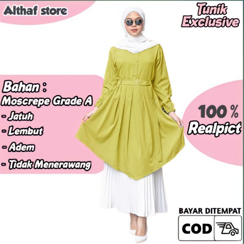 Baju Tunik Terbaru Kekinian Trend 2021 Fashion Wanita Muslimah Ukuran Jumbo Warna Lemon