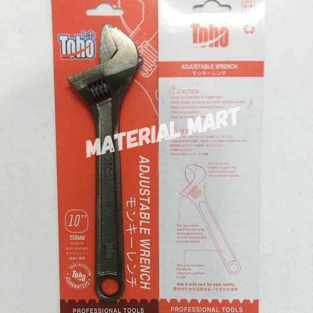 Kunci Inggris Premium 10 inch TOHO | Adjustable Wrench Bago ORI | Material Mart