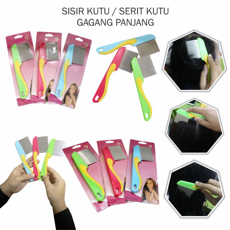Sisir Kutu serit stainless besi gagang plastik panjang