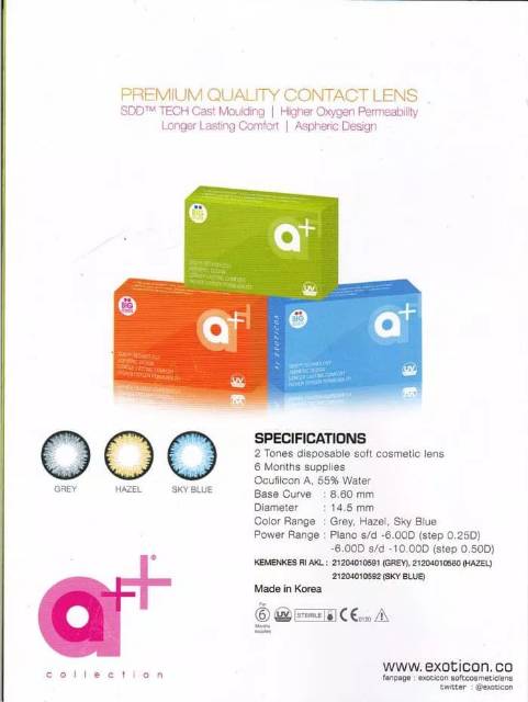 softlens warna a+ new kadar air tinggi 55% ready minus bisa pesan minus tinggi -10