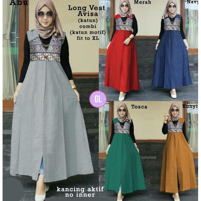 6672/long vest avisa/long vest katun/long vest murah/cardigan wanita TERLARIS