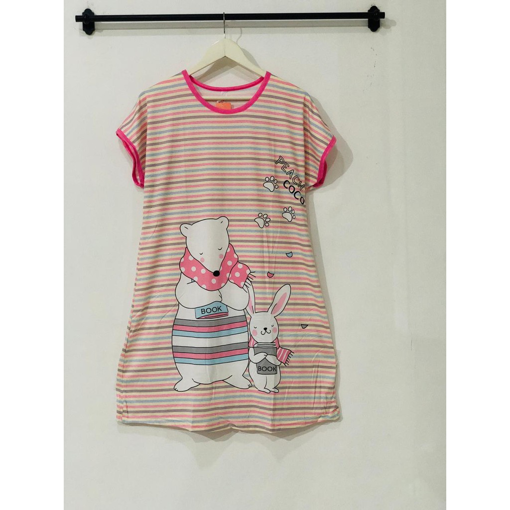 Daster Import Motif Salur Gambar Lucu | Setara Ukuran XXL | Ld 110