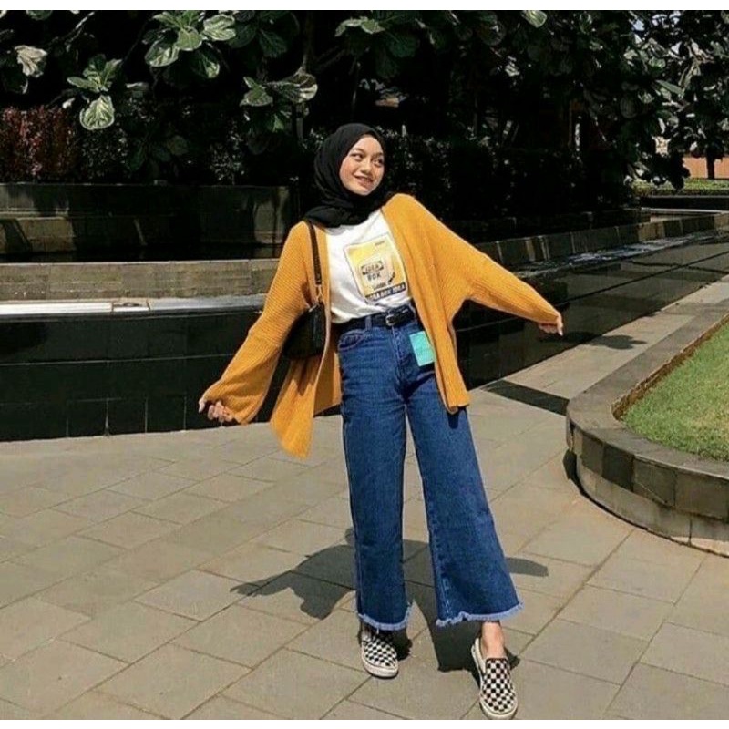 celana levis wanita jeans kulot kekinian