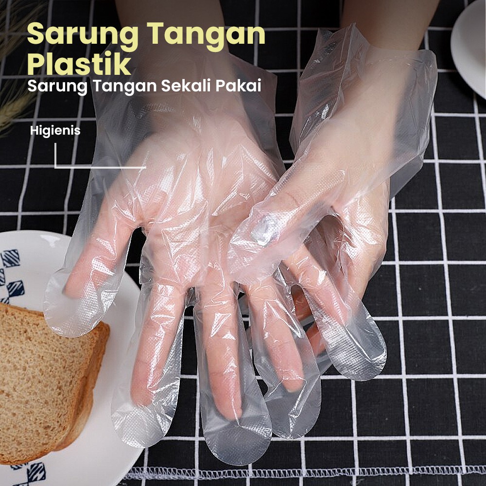 Sarung Tangan Plastik Sekali Pakai 100 PCS Disposable Gloves