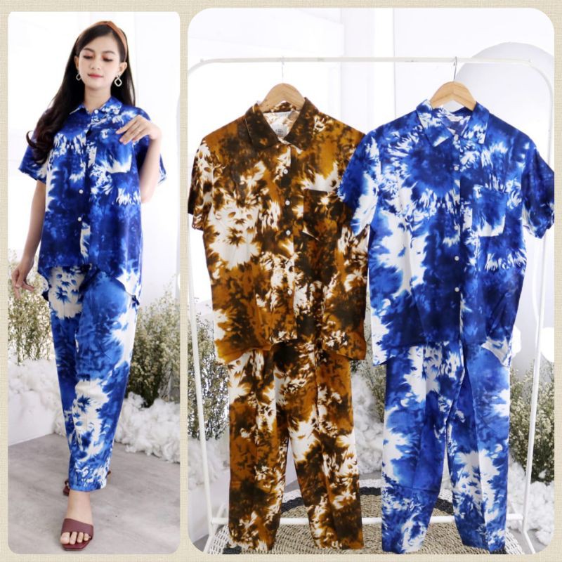 DAILY SET / PIYAMA RAYON PREMIUM SET CELANA PANJANG LENGAN PENDEK KRAH BABYDOLL AMRO