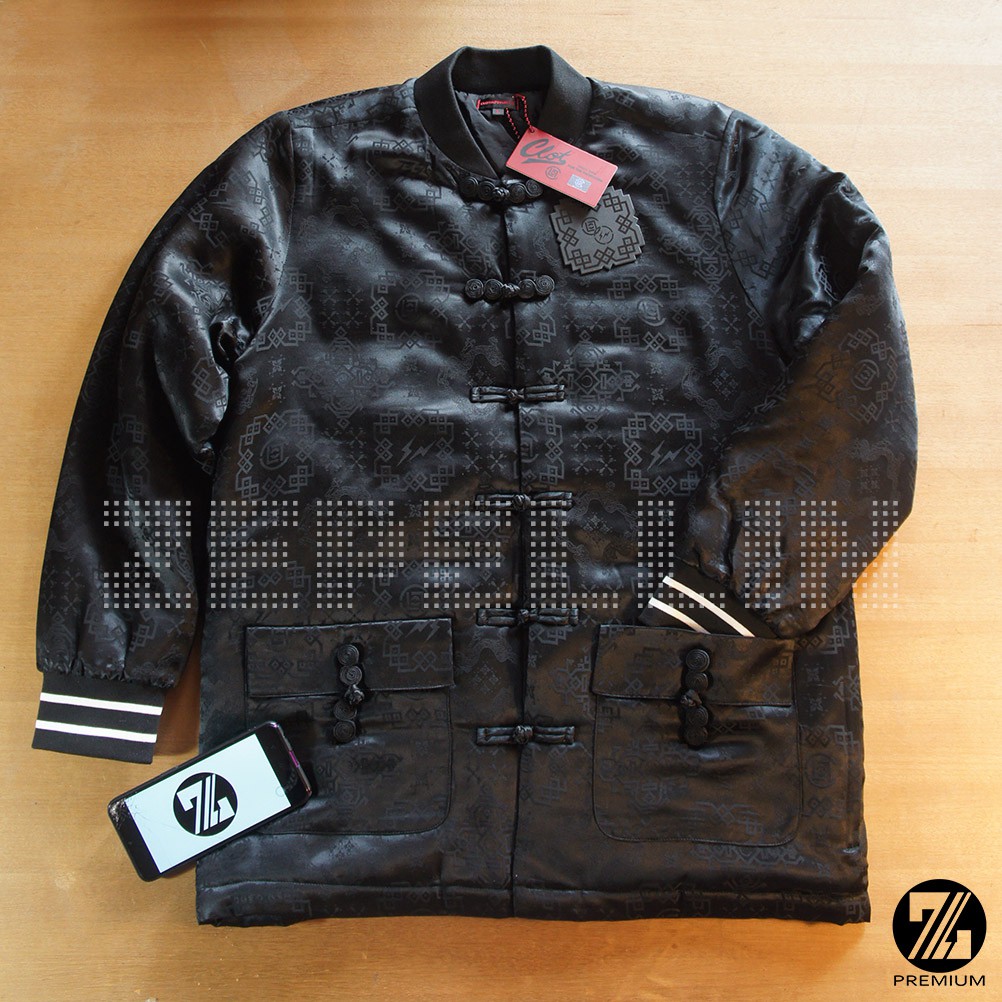 clot x fragment black silk jacket