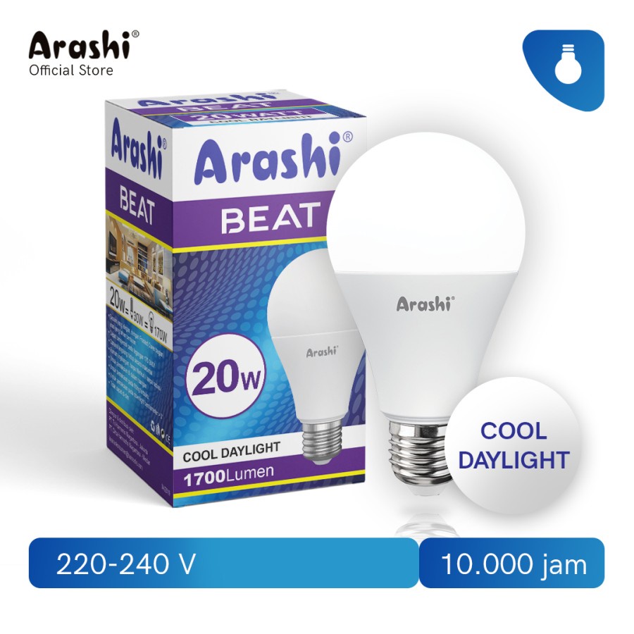 Lampu LED Arashi Beat 20 Watt LED Bulb Putih Murah Terang