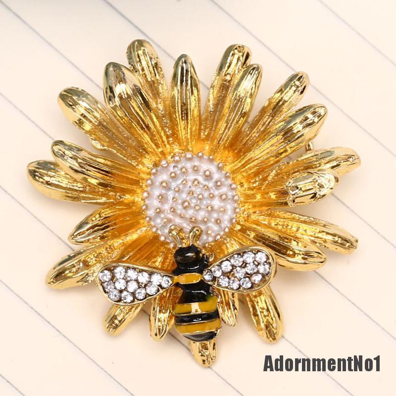 (Adornmentno1) Bros / Pin Motif Bunga Daisy + Lebah Madu Untuk Aksesoris Wanita