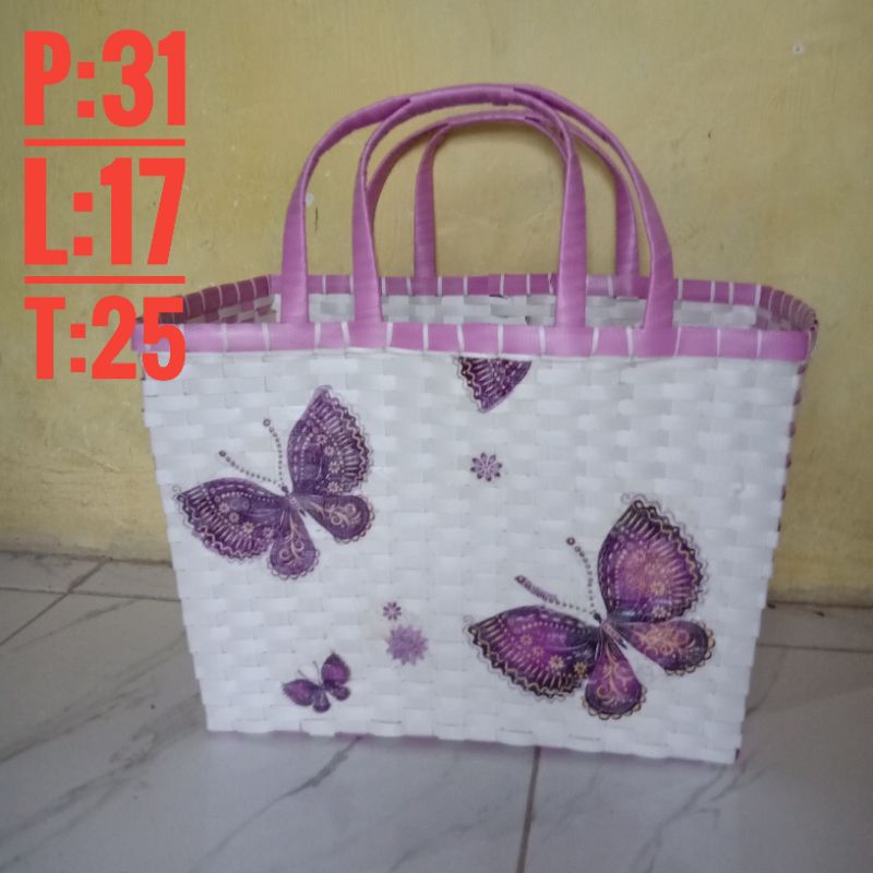 tas anyaman / tas parcel / costum lebaran xl