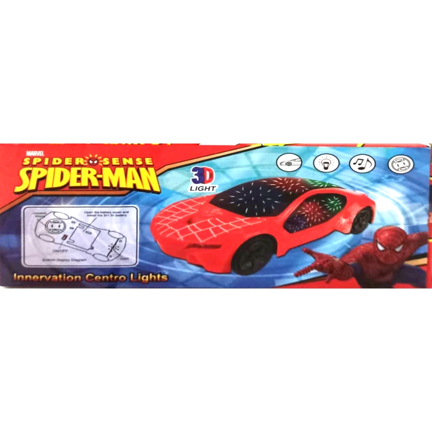 glinkshop1 Mainan Anak Mobil Spiderman Car 3D Light  Spider Sense Musik Lampu/ Mobil Mini Karakter