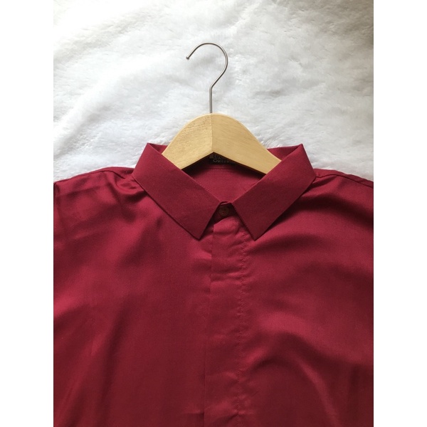 Kemeja Basic Oversize Wanita - Maroon