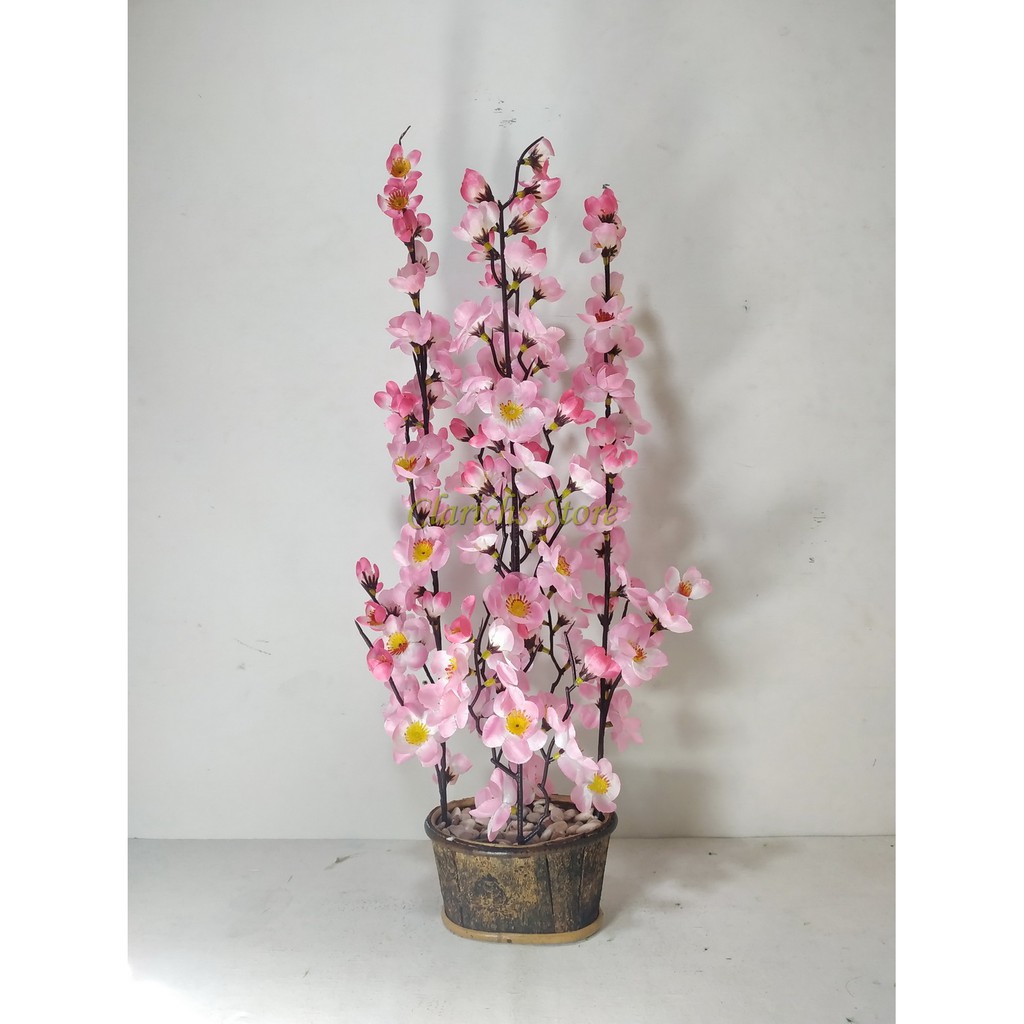 Bunga Sakura Plastik T50cm - Dekorasi Imlek Pajangan Rumah & Kantor Bunga Plastik Sakura Artificial-5