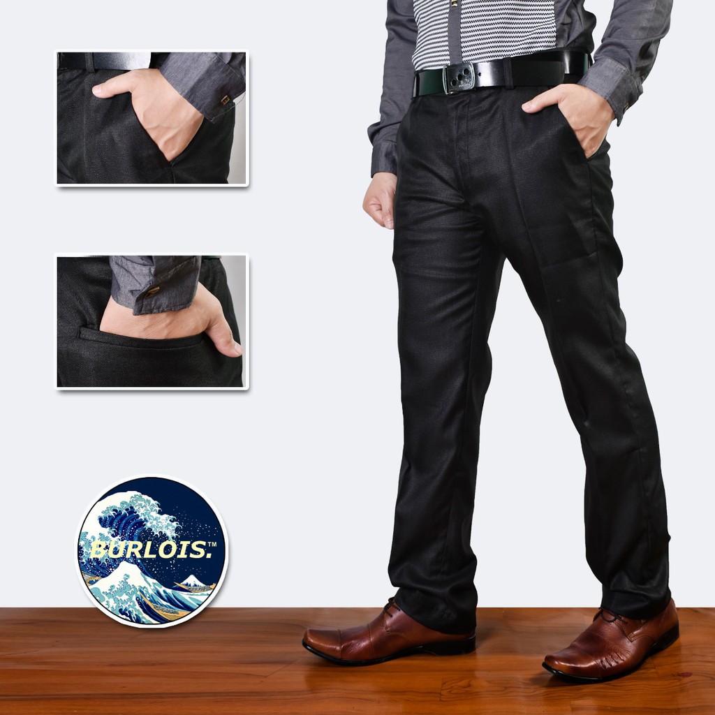 Burlois Original Celana Panjang Formal Slimfit Kantoran Super Wool Black