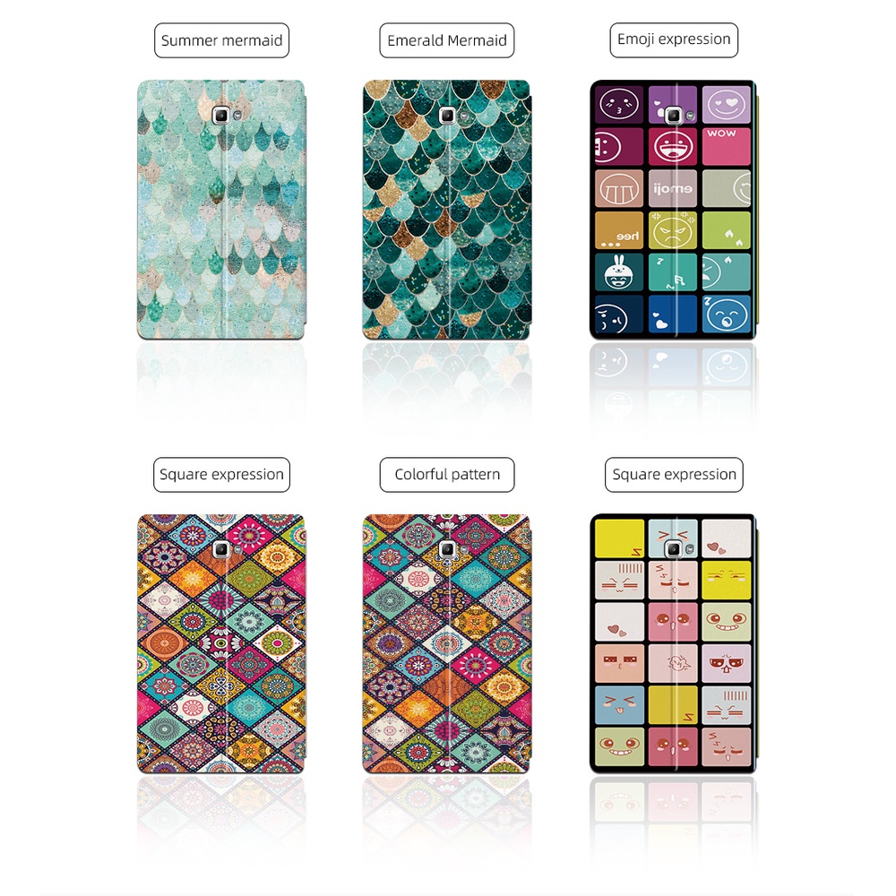 Untuk Samsung Galaxy Tab E 9.6 (2015) Fashion Tablet Casing SM-T560 SM-T561 SM-T560NU 9.6-inci Fancy Color Lattice Series Flip Leather Case Stand Cover