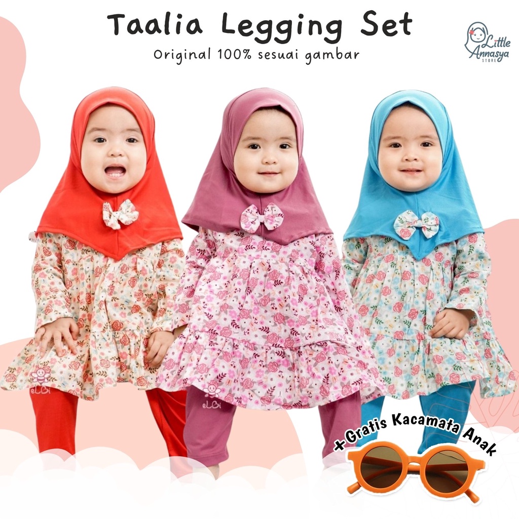 Baju Muslim Anak eLBi Taalia / Tunik Spandek Rayon Super usia 1-5 Tahun / Baju Muslim Anak Perempuan