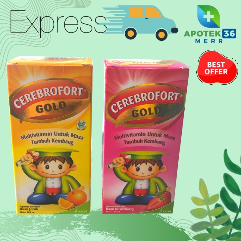 CEREBROFORT GOLD MULTIVITAMIN ANAK 60ML ORANGE STRAWBERRY