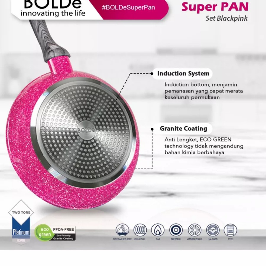 BOLDE Super PAN 5 pcs Set BlackPink - Panci Set Bolde 5 pcs